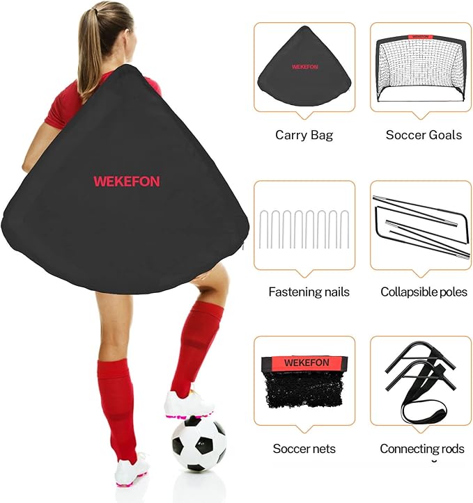 WEKEFON Soccer Goals 2 - 3.6'x2.7' Portable