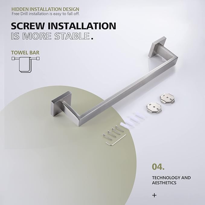 KOKOSIRI 16-Inch Single Towel Bar SUS304 Stainless B4003BR-L16