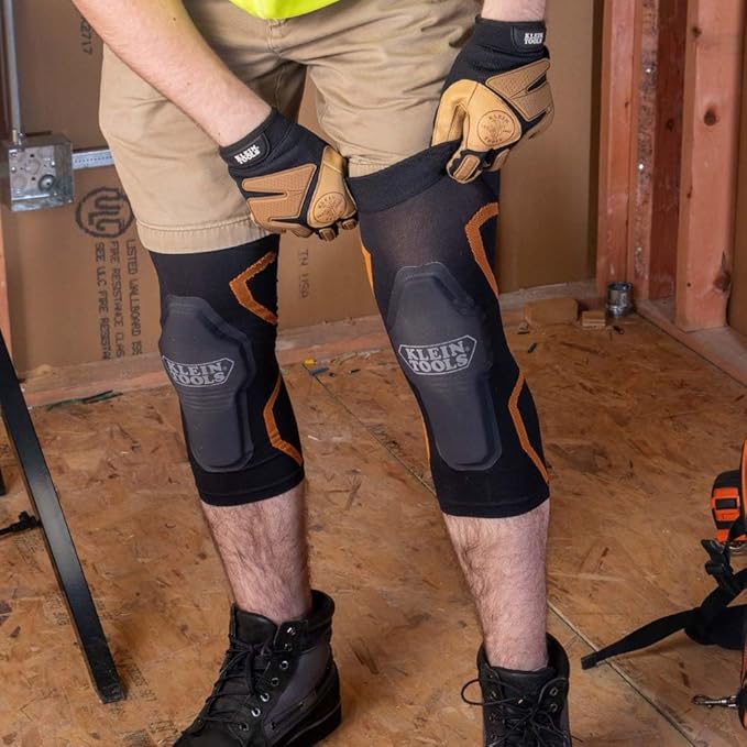 Klein Tools 60624 Knee Pad Compression Sleeve, Knee Support for Construction, Workers and Athletes, Black, L/XL