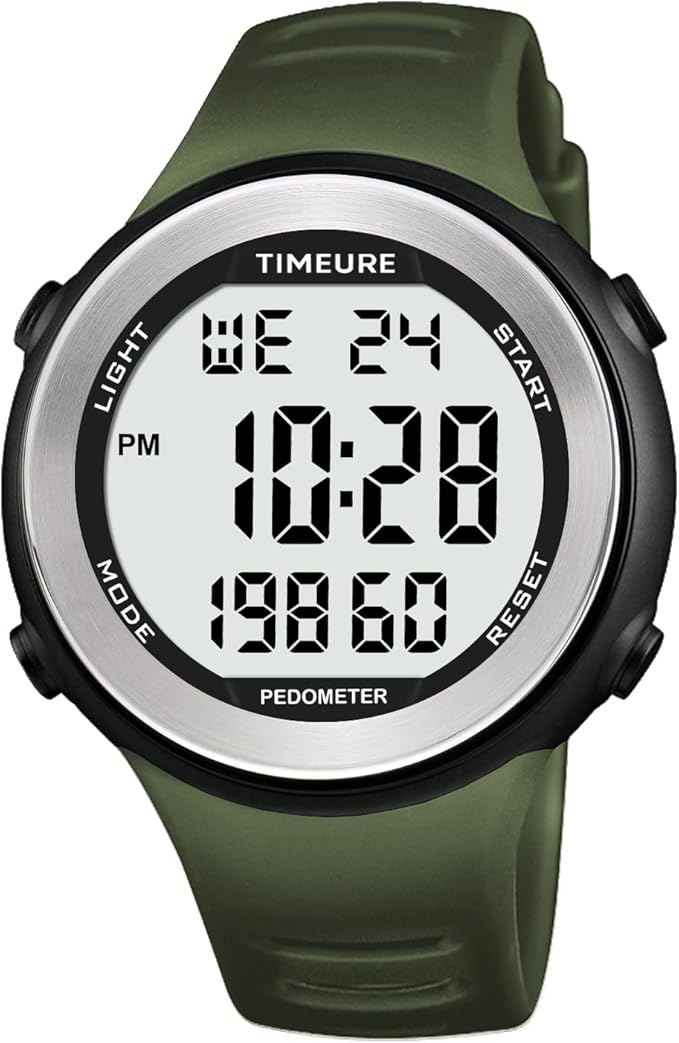Mens Pedometer Watch for Walking Step Counter Watch No Charging, No App Connection, with EL Backlight. Simple, Practical Choice for Mobile-Free Fitness Enthusiasts TIMEURE-2308