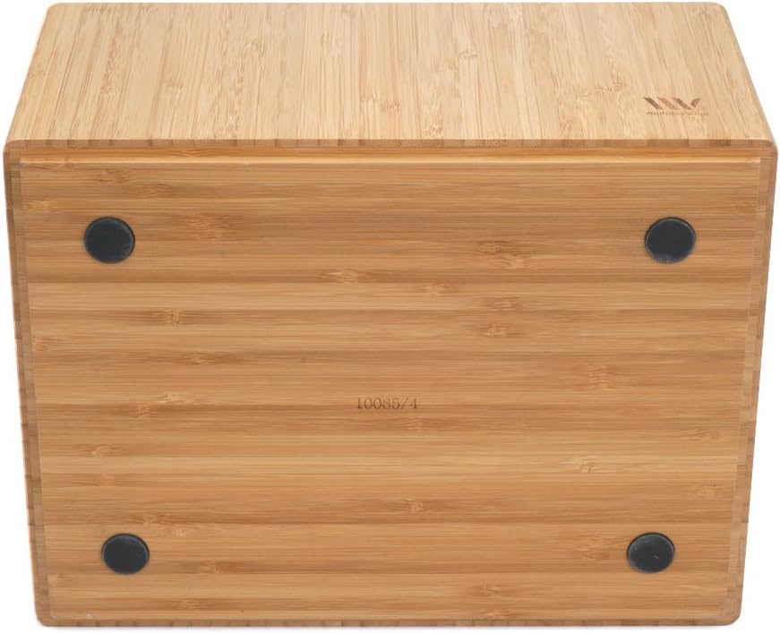 MobileVision Bamboo Storage Box Multi-Purpose Organizer for Kitchen Supplies Holder, Fruit Bin, Cabinets, Pantry with built in handles, stackable, 12” x 9” x 6” With White Clip Included