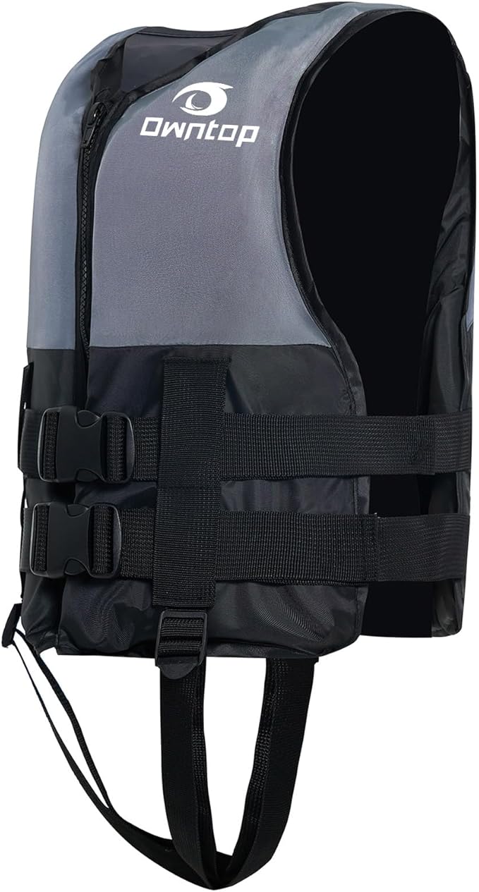 Owntop Kids and Adult Swim Jackets 50 to 125 lbs Dual Buckles, Zipper and Crotch Strap Ski Vest Lightweight PFD Perfect for Kayaking, Fishing, Paddle Board