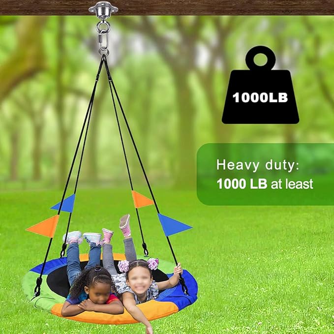 SELEWARE Punching Bag Hanger, Stainless Steel Heavy Bag Hanger with Carabiner, Heavy Duty 360° Rotation Wall Ceiling Mount Hook for Boxing Bags, Hammocks, Gym Swings, Yoga Swings, 1000LB Capacity