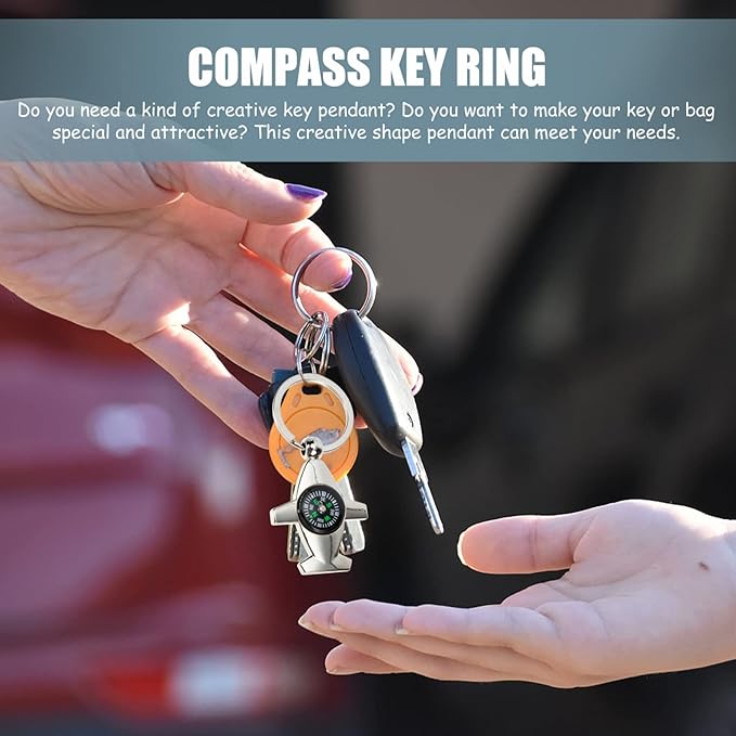 Kisangel 3pcs Compass Keychain Compass Keyring Pocket Compass