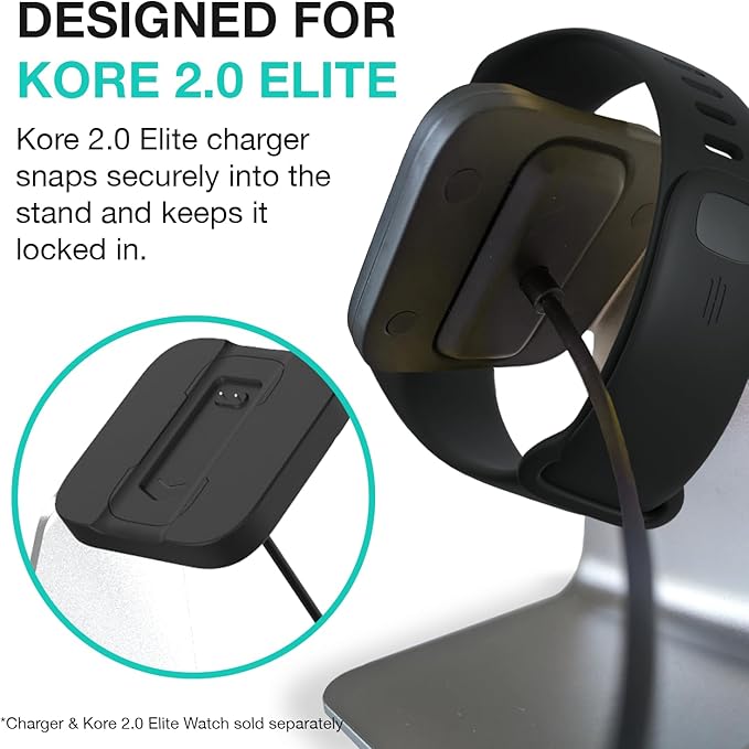 KORE 2.0 Elite Smartwatch Charging Stand - Aluminium Charging Watch Stand for Kore 2.0 Fitness Tracker l Sleek, Non-Slip Heart Rate Monitor Watch Holder Stand l Great Night Stand Accessories