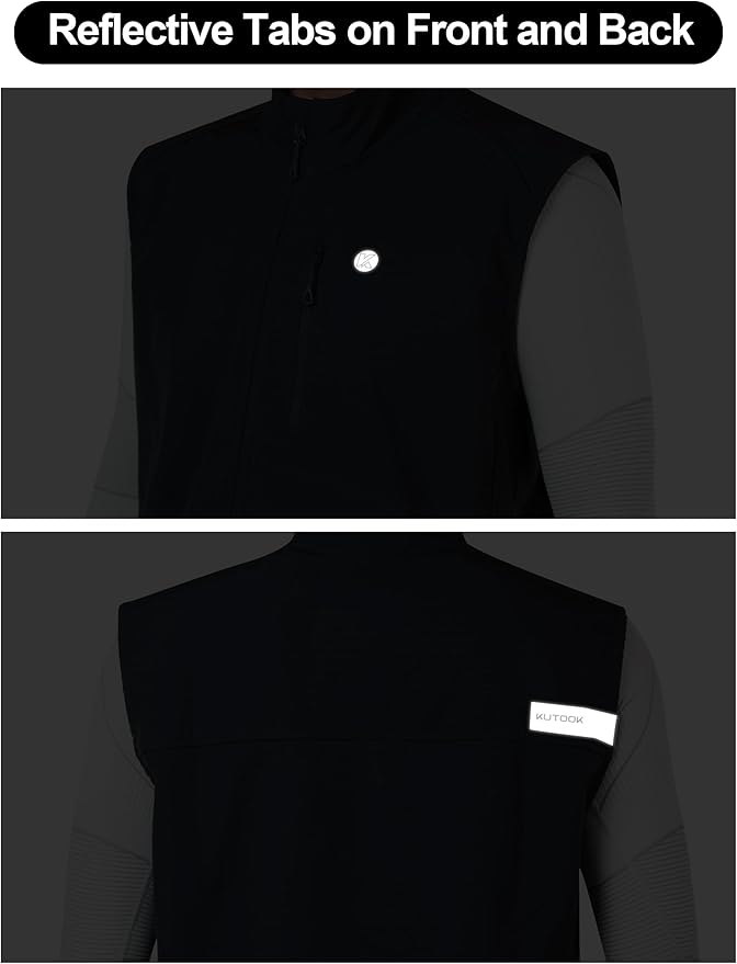 KUTOOK Men’s Softshell Sleeveless Jacket Winter Warm Fleece Outerwear Vests for Cycling Golf Hiking