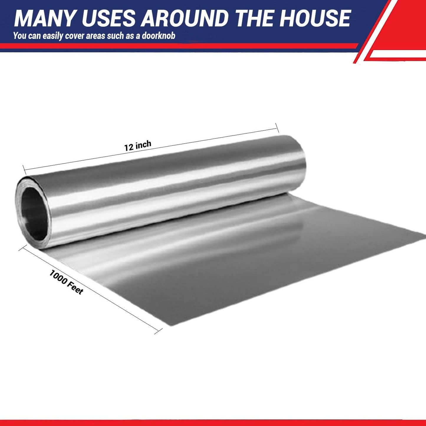 Standard Premium Aluminum Foil | 12”x1000 Feet Long | Industrial Size and Strength | Commercial Grade & Length Foil Wrap for Food Service Industry and Home Use| Strong Silver (1 Pack)