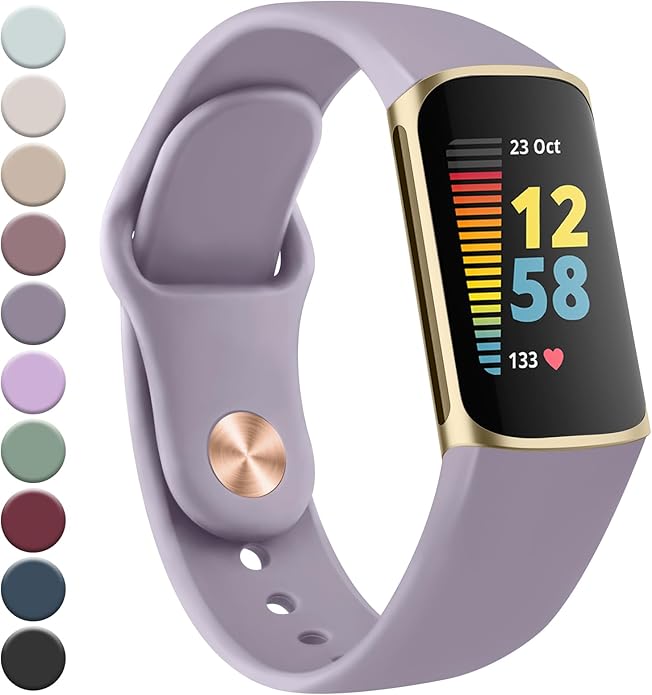 Meliya Compatible with Fitbit Charge 5 Bands Men Women, Sport Band Soft Silicone Waterproof Wristbands Replacement Strap for Fitbit Charge 5 Advanced Fitness Tracker