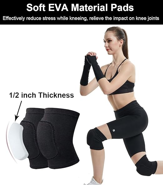 Knee Pads for Women Men, Dance Knee Pads Wrestling Knee Pads Basketball Knee Pads Volleyball Knee Pads for Women, Knee Protector Soft Knee Pads for Work (Black, X-Small)