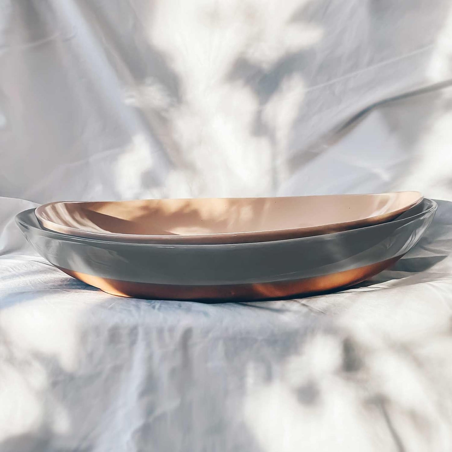 Mora Ceramic Large Serving Bowls- Set of 2 Oval Platters for Entertaining. Modern Kitchen Dishes for Dinner, Fruit, Salad, Turkey, etc. Oven, Dishwasher Safe, 110/80 oz, 16" / 14.6" - Neutrals