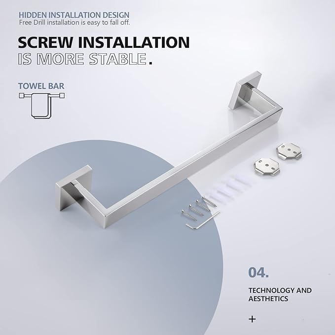 KOKOSIRI 16-Inch Single Towel Bar SUS304 Stainless B4003CH-L16