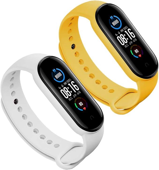 LeongLzt(4/5/8 PACK) Xiaomi Mi 5/6/7 Strap/Amazfit Band 5/6 Replacement Bands for Mi Band 5/6/7 SmartWatch Bands & Amazfit Band 5/6, Skin-Friendly Soft & Flexible Silicone Straps for Male and Female