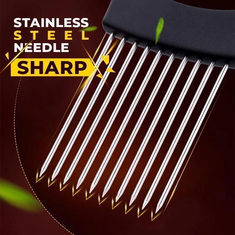 Onion Slice Holder, 2025 Upgraded Stainless Steel Onion Holder for Slicing Lemon Slicer Vegetable Cutter, Kitchen Chopper Slicing Assistant Tool for Meat, Onion, Potato, Tomato (1, D)