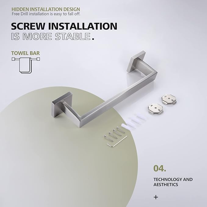 KOKOSIRI 12-Inch Single Towel Bar SUS304 Stainless B4003BR-L12