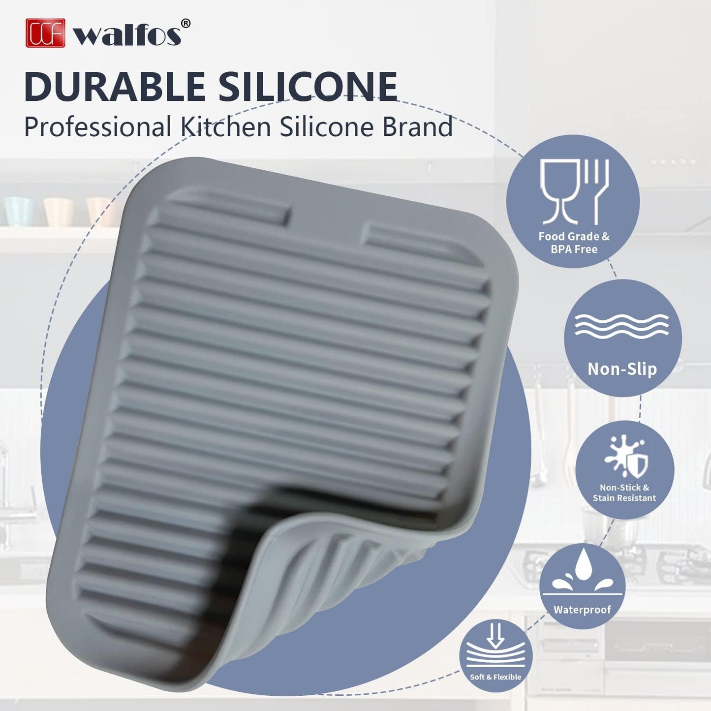 Walfos Silicone Trivets for Hot Pots and Pans - Heat Resistant Hot Pads for Kitchen Counter- Multi-Purpose & Versatile Trivet Mat - Long-Lasting & Flexible Silicone Hot Pad