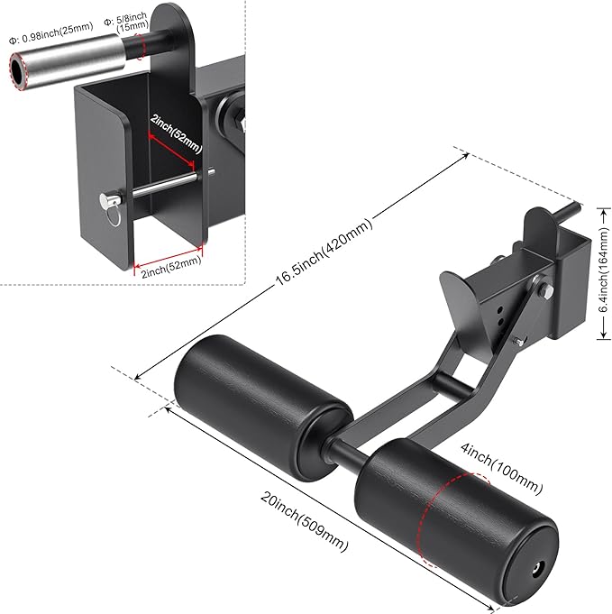 Kipika Nordic Hamstring Curl Squat Rack Attachment 5/8" or 1" Hole