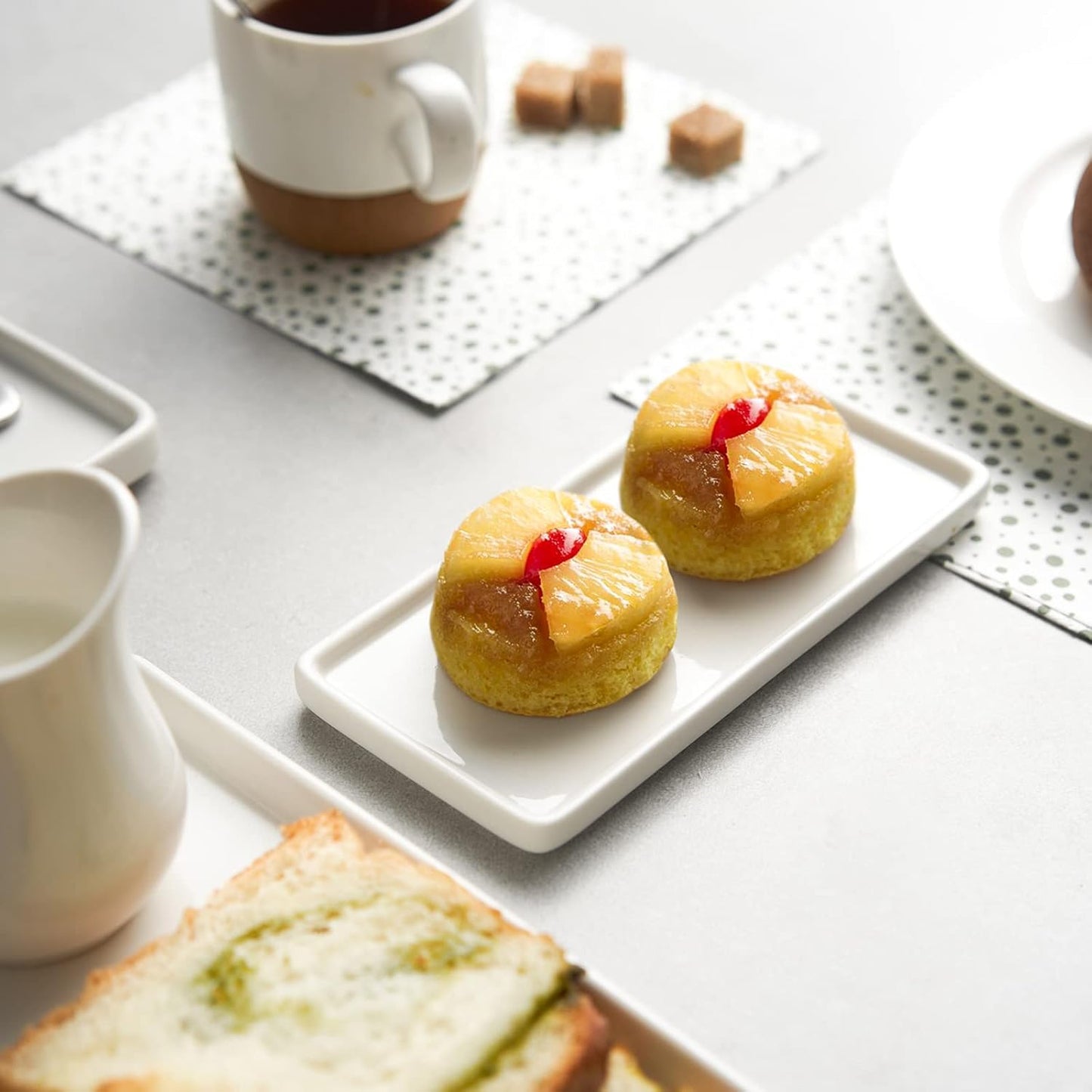 Gurygo 2 Pack 8" Ceramic Rectangular Vanity Trays, White, Set of 2