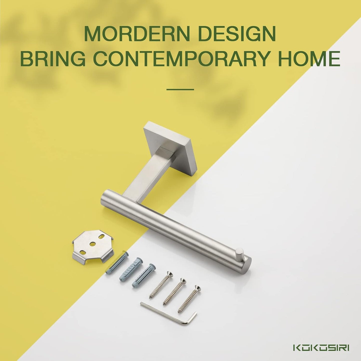 KOKOSIRI Toilet Paper Holder Tissue Paper Dispenser for Bathroom Toilet Roll Holder Brushed Nickel Stainless Steel, 2 Pack, B2005BR-2P