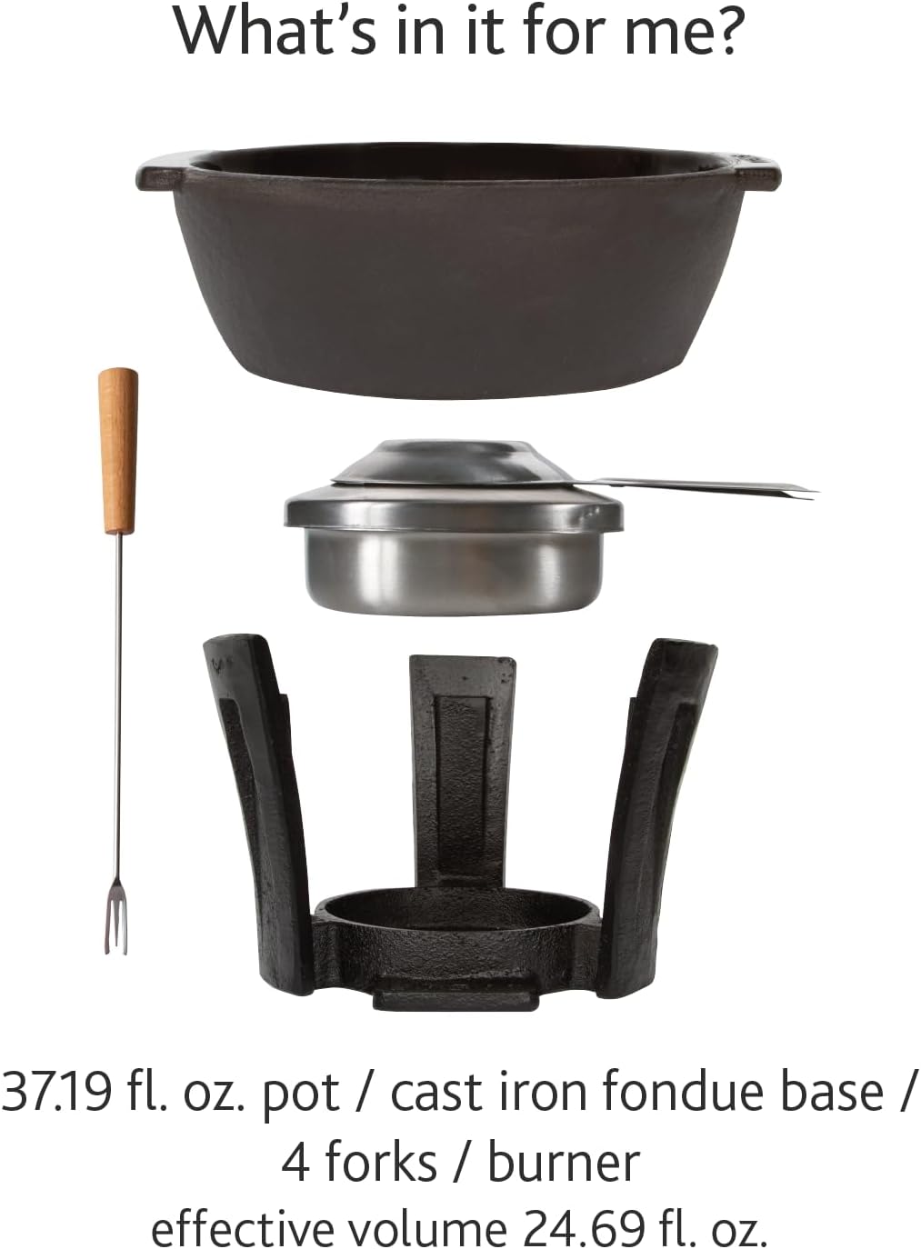 BOSKA Fondue Pot Set Party Pro - Cast Iron Fondue Set - Durable Fondue Pot inc. Burner and 4 Forks - for All Type of Stoves - Cheese Fondue Melts smoothly Every time