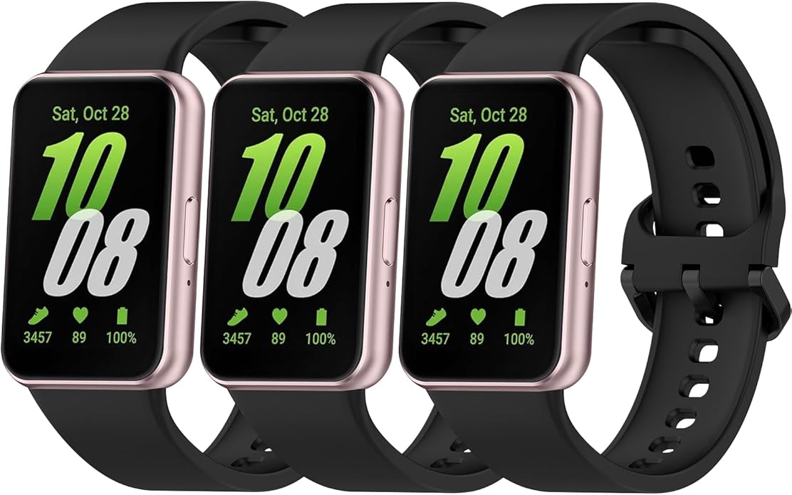 3 PACK Bands for Samsung Galaxy Fit 3 Band Women Men, Soft Adjustable Silicone Replacement Watch Strap Compatible with Galaxy Fit 3 Smartwatch Accessories
