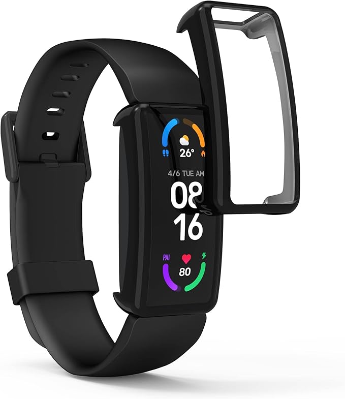 kwmobile Case Compatible with Fitbit Inspire 3 / Inspire 2 / Ace 3 Case - 2X TPU Silicone Fitness Tracker Cover - Black/Grey