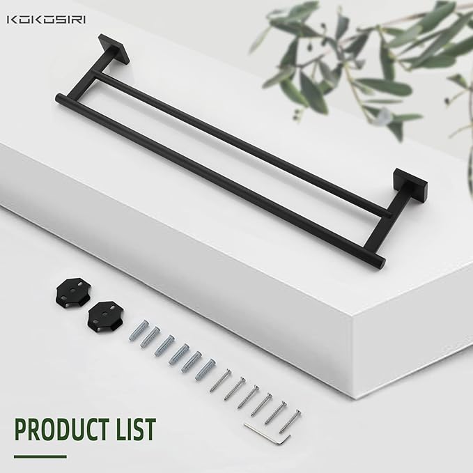 KOKOSIRI Towel Rails Bathroom Hardware Towel Bars Matte 24 Inch B5005BK-L24