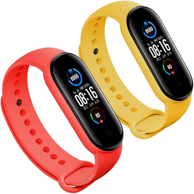 LeongLzt(4/5/8 PACK) Xiaomi Mi 5/6/7 Strap/Amazfit Band 5/6 Replacement Bands for Mi Band 5/6/7 SmartWatch Bands & Amazfit Band 5/6, Skin-Friendly Soft & Flexible Silicone Straps for Male and Female