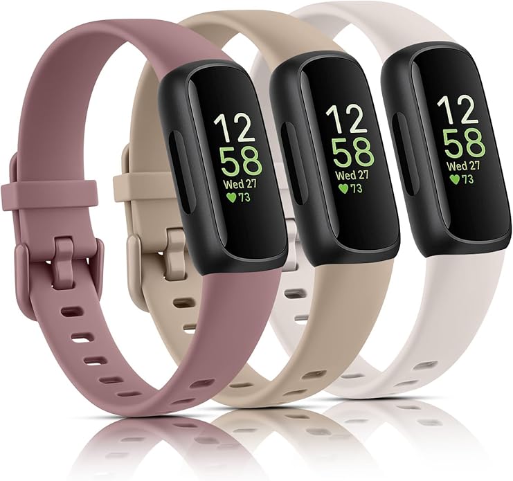 3 Pack Bands Compatible with Fitbit Inspire 3 Bands, Soft Silicone Adjustable Wristband Replacement Sport Straps Compatible with Fitbit Inspire 3 Fitness Tracker