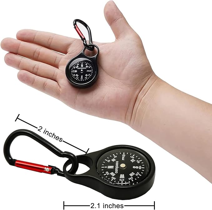 Keychain Compass Portable Hiking Survival Compass with Carabiner