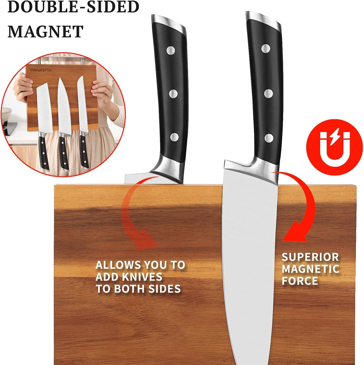 Magnetic Knife Strips without Knives -Kitchen Multifunctional Storage Knife Holder -Magnetic Knife Holder - Magnetic Knife Stand-Cutlery Large Organizer
