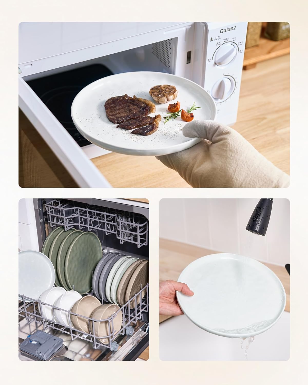 Famiware Mars Plates and Bowls Set, 18 Pieces Dinnerware Sets, Dishes Set for 6, White