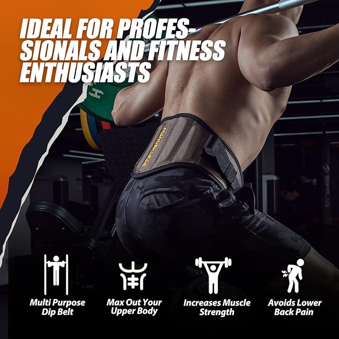 MANUEKLEAR Dip Belt for Weight Lifting 2 IN 1 Weight
