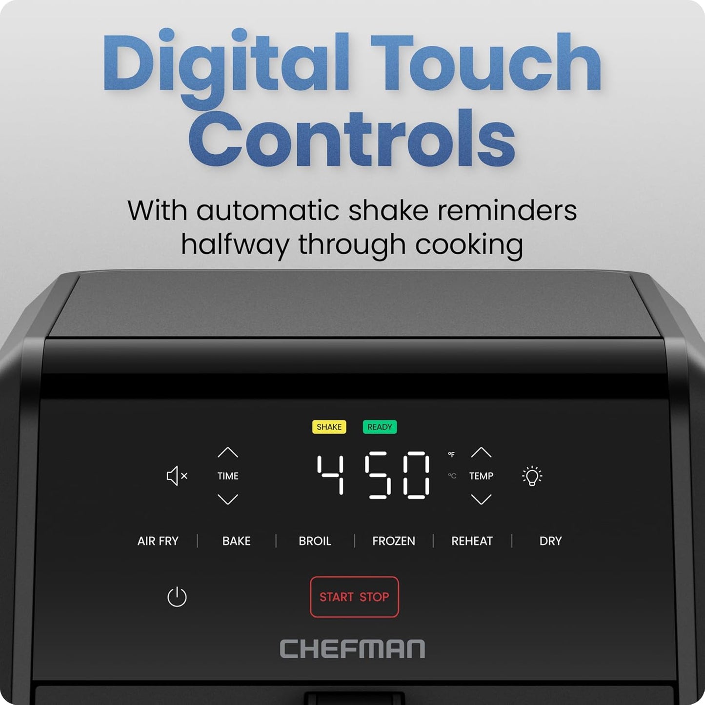 Chefman Air Fryer TurboFry 7-Qt, 6-in-1 High-Powered 450°F Cooking for Crispier Results, Compact Space-Saving Design, Air Fry, Bake, Broil, Reheat, Dehydrate, Defrost, Fast & Even Cooking – Black