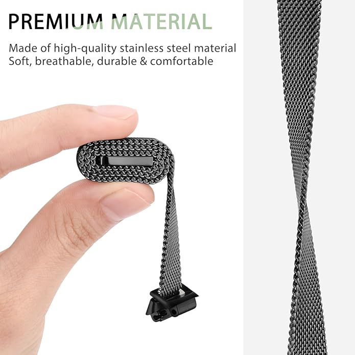 Meliya Metal Band for Fitbit Inspire 3 Bands Women Men, Stainless Steel Metal Mesh Loop Adjustable Magnetic Wristband Replacement Straps for Fitbit Inspire 3