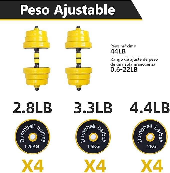 FUXION 44LB Adjustable Dumbbell Barbell Weight Pair