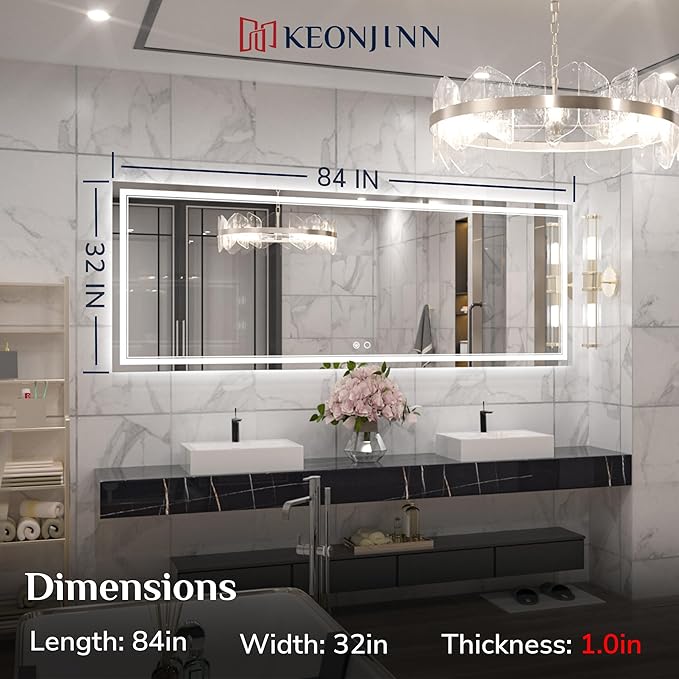 Keonjinn LED Bathroom Mirror 84 x 32 Inch