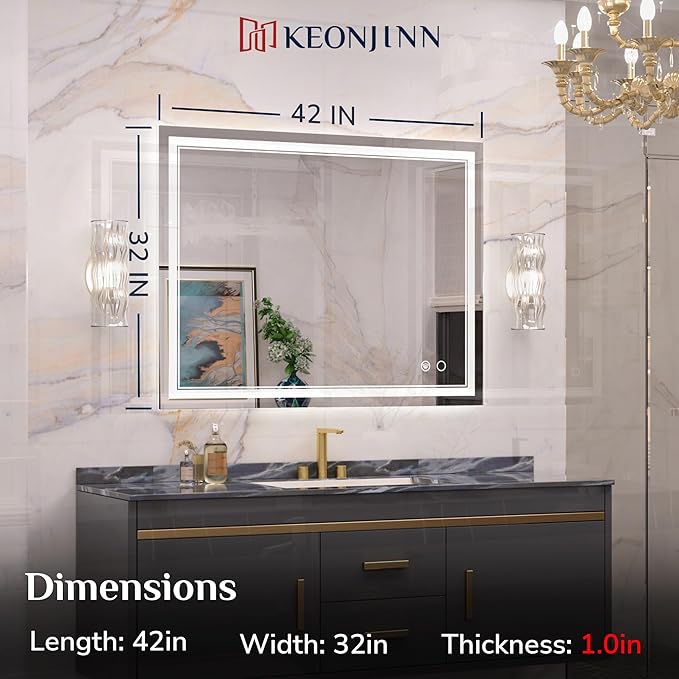 Keonjinn 42 x 32 Inch LED Mirror