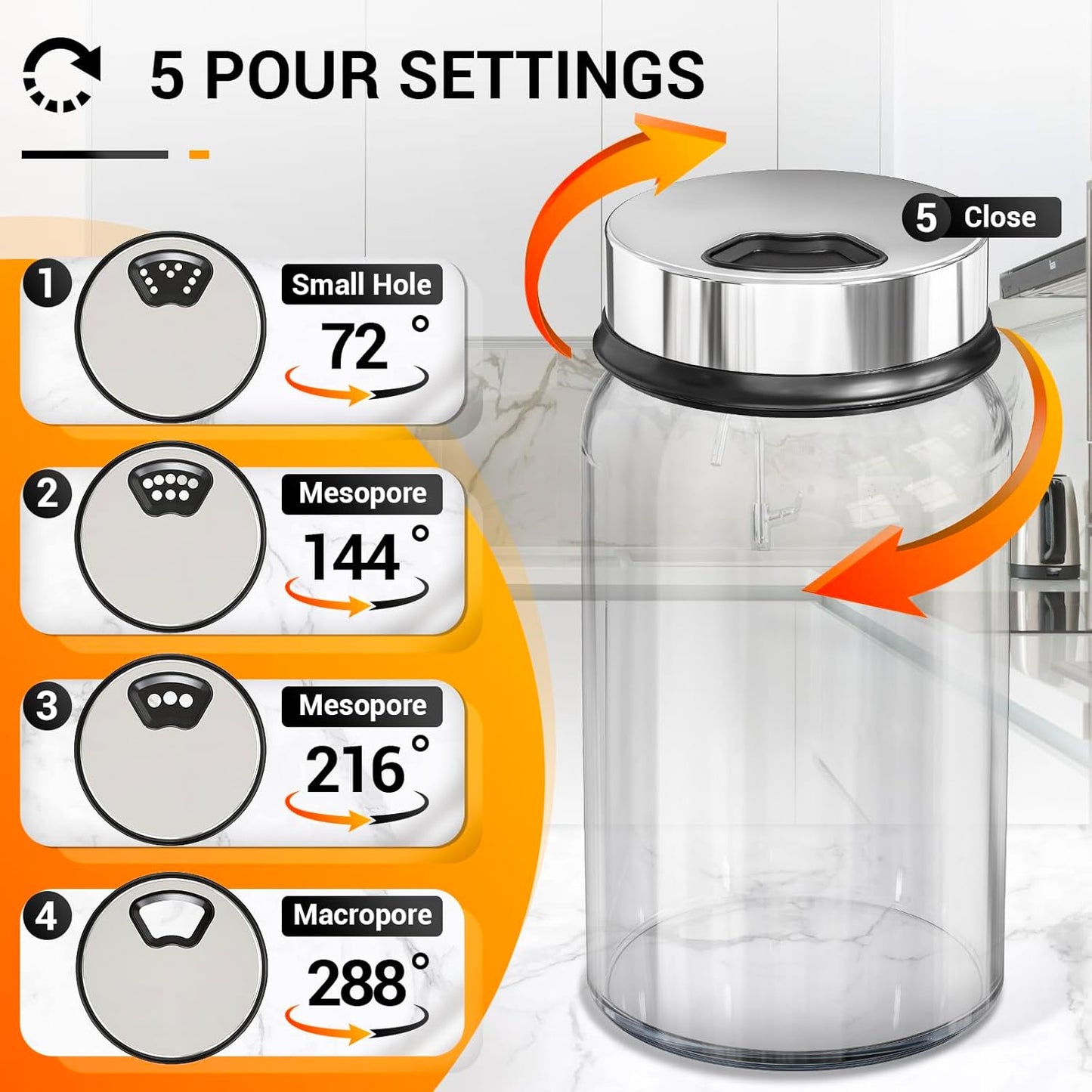 Segarty Spice Jars Set, 3 Pack 6 oz Glass Spice Jar with Labels, Seasoning Bottles Set with 136 Blank Stickers, 1 Chalk Marker, 1 Brush, Salt and Pepper Shakers with Ajustable Holes Lids