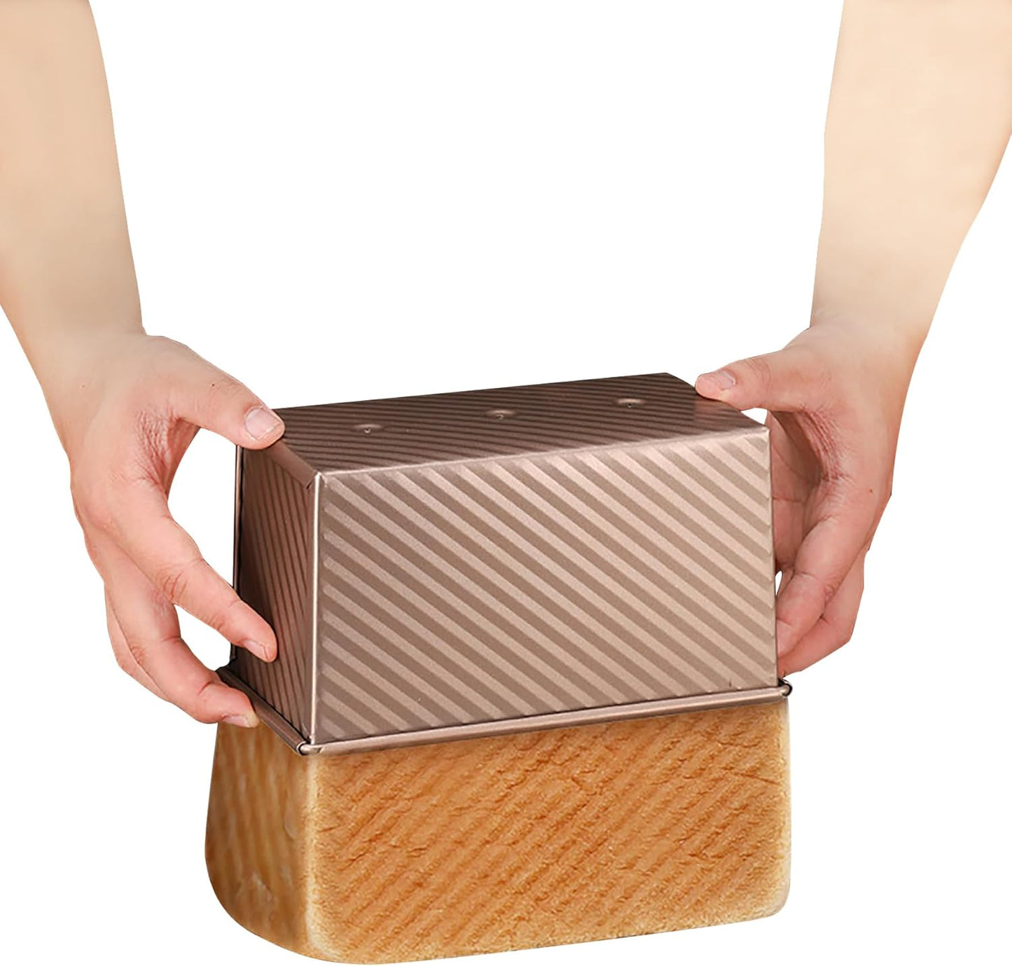 Small Pullman Loaf Pan with Lid, 0.5 lb Dough Capacity, Mini Bakeware Carbon Steel Toast Mold for Baking Bread