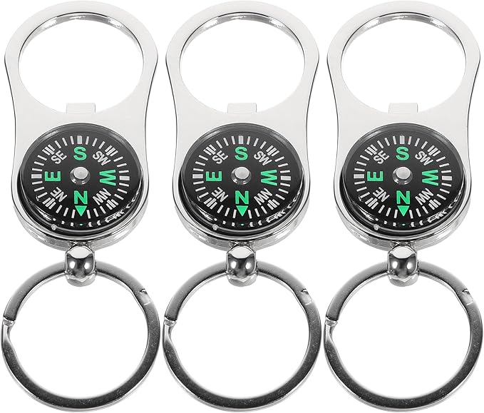 Kisangel 3pcs Compass Keychain Compass Keyring Pocket Compass