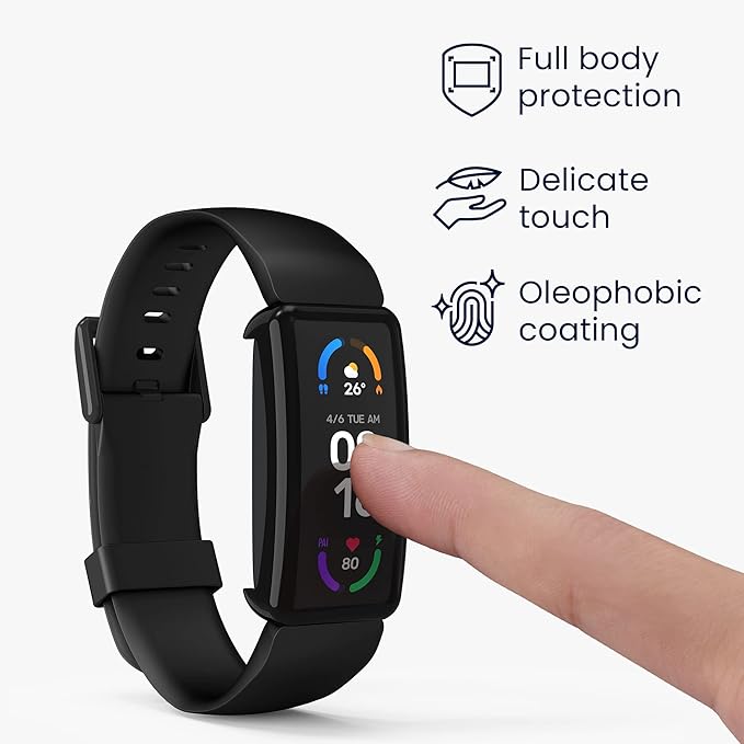 kwmobile Case Compatible with Fitbit Inspire 3 / Inspire 2 / Ace 3 Case - 2X TPU Silicone Fitness Tracker Cover - Black/Grey