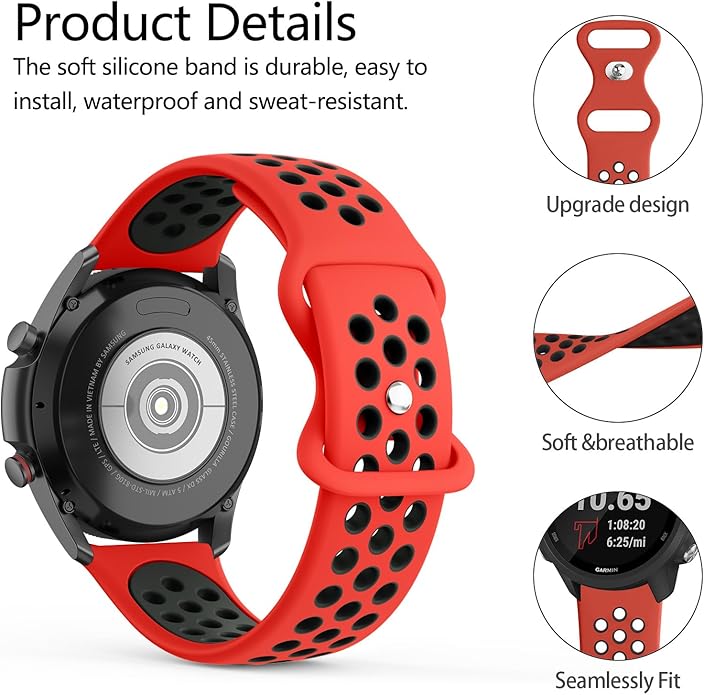 Meliya Bands Compatible with Garmin Forerunner 245/645 & 55/158 Band, 20mm Replacement Soft Silicone Sport Band for Garmin Forerunner 645/245 Music & 55/158 Smart Watch