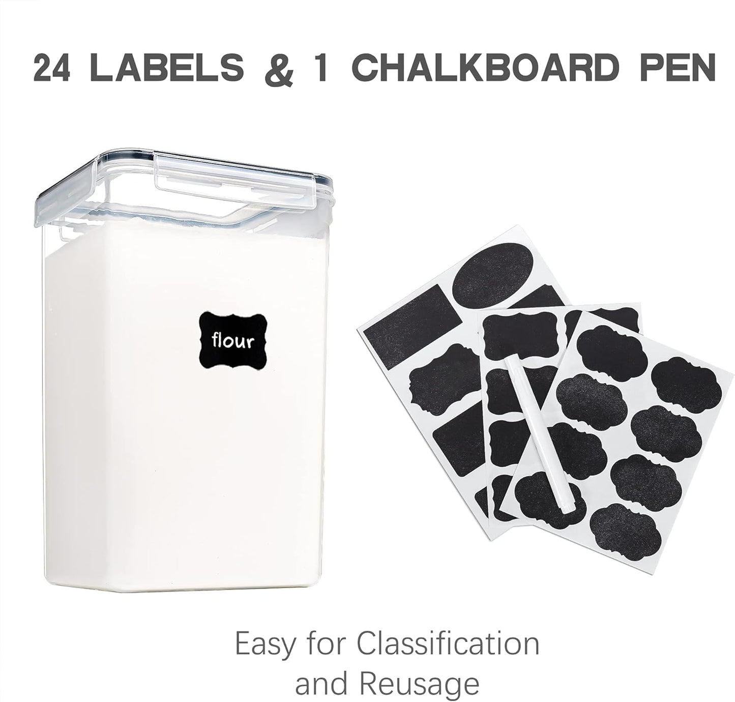 Large Food Storage Containers with Lids Airtight 6.5L / 5.9 quart, for Flour, Sugar, Baking Supply and Dry Food Storage, PANTRYSTAR 2PCS BPA Free Plastic Canisters for Kitchen Pantry Organization