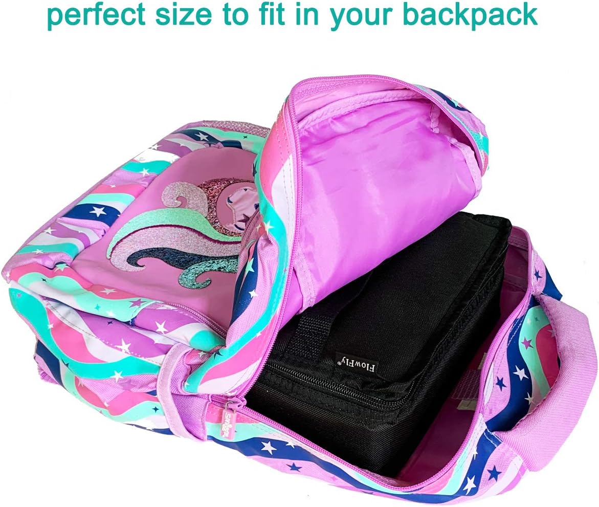 FlowFly Small Insulated Lunch box Portable Soft Bag Mini Cooler Thermal Meal Tote Kit with Handle for Work & School, Black