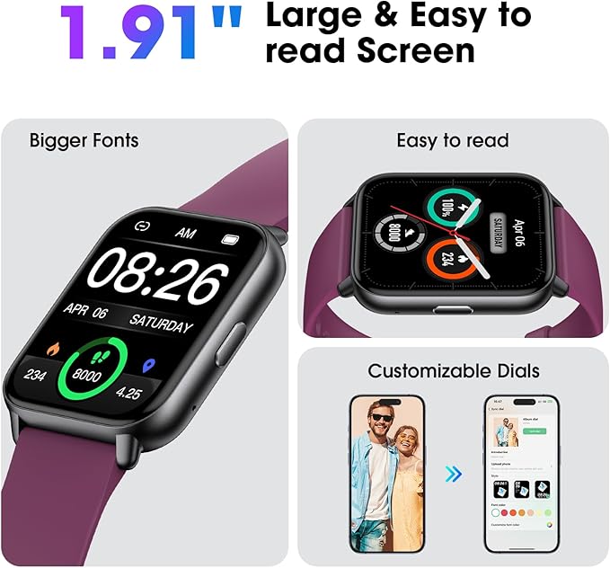 Kummel Smart Watch for Men Women, No App/Phone Required, Fitness Tracker with Pedometer, Bluetooth Call (Answer/Make Call), Heart Rate Blood Oxygen Monitor Step Counter, 100+ Sports Modes