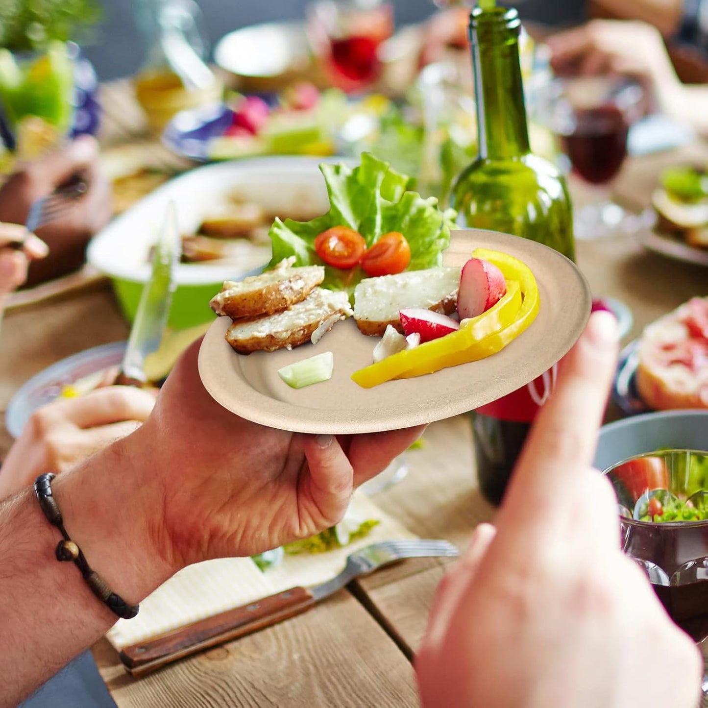 Eco Friendly Small Paper Plates - 6 Inch, 50 Pack, Compostable, Made of Sugarcane Fibers, Brown, Dessert Plates