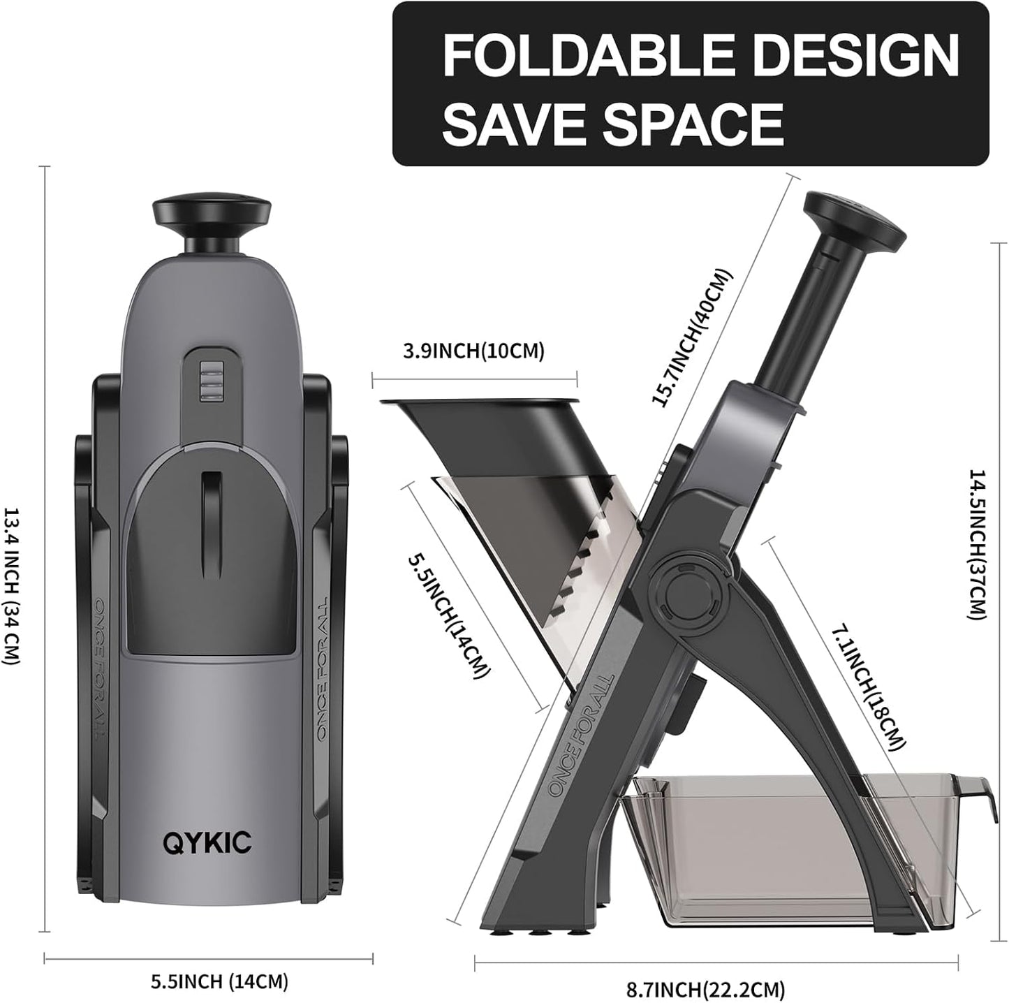 Safe Mandoline Slicer, Potato Clips Vegetable Food Cutter, Thickness Adjustable for Cucumber Onion Lemon with Vegetable Peeler (Only Slicer) Black