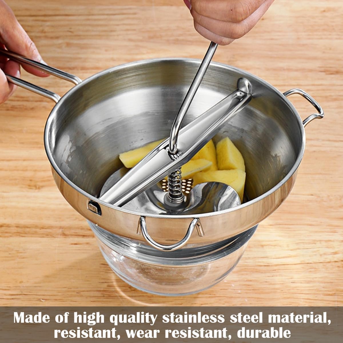 Stainless Steel Potato Ricer with 3 Interchangeable Discs – Heavy Duty Food Mill for Perfect Mashed Potatoes, Tomato Sauce, Canning, Baby Food