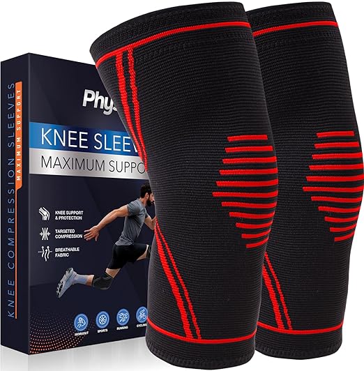 Knee Brace for Women & Men, 2-Pack Knee Compression Sleeves for Pain Relief and Workout – Ideal for Gym, Running, Arthritis, ACL, Meniscus Tear Recovery (Red, X-Large)