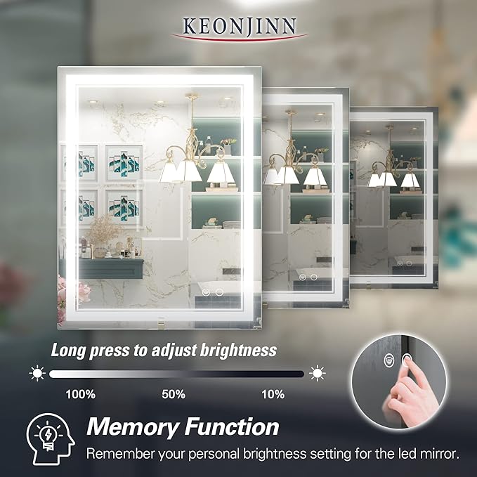Keonjinn LED Bathroom Mirror 28 x 36 Inch